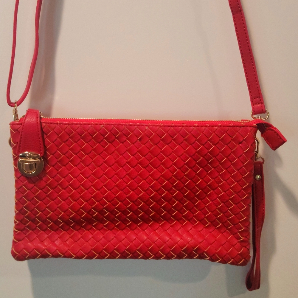 Red Beautiful Clutch Bag 👝 black white inside trim